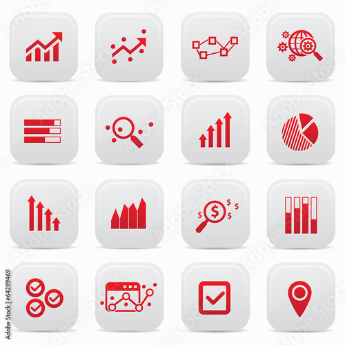 Business analysis buttons,Red version,vector