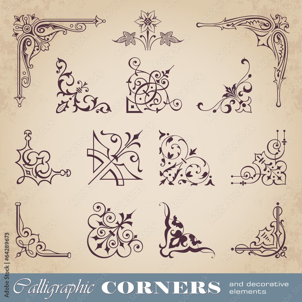 Calligraphic corners and decorative elements
