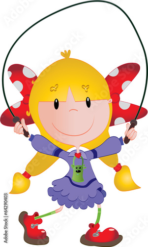 Girl playing with skipping ...