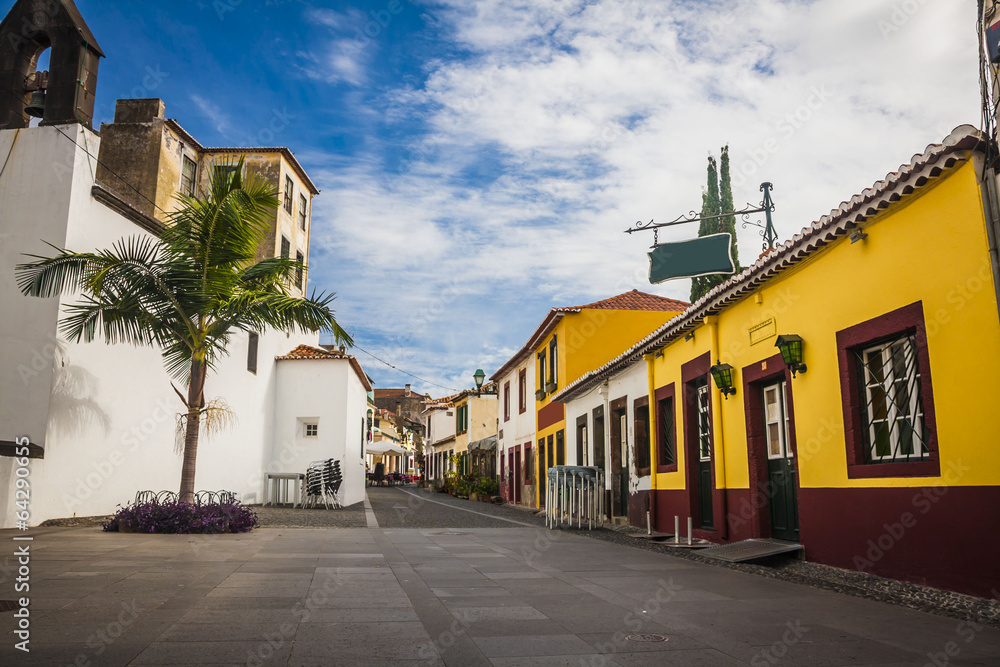 town center of Funchal, Madeira island, Portugal.