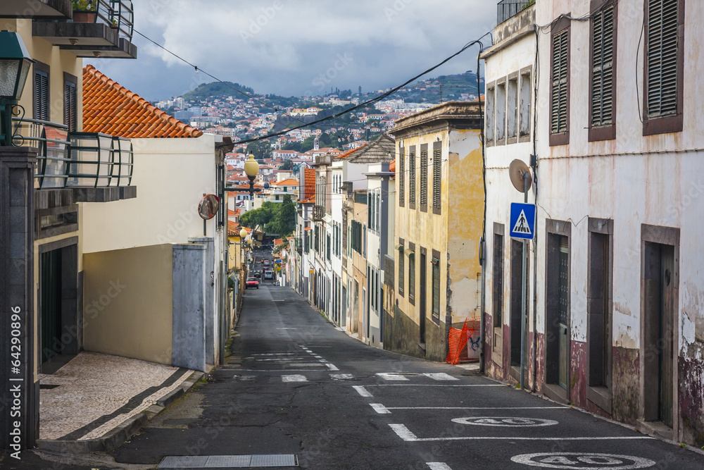town center of Funchal, Madeira island, Portugal.