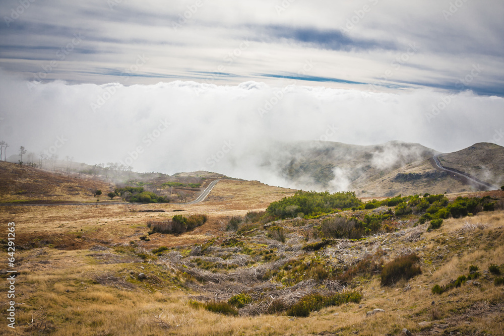 Beautiful landscape on the way to Pico do Arieiro in Madeira