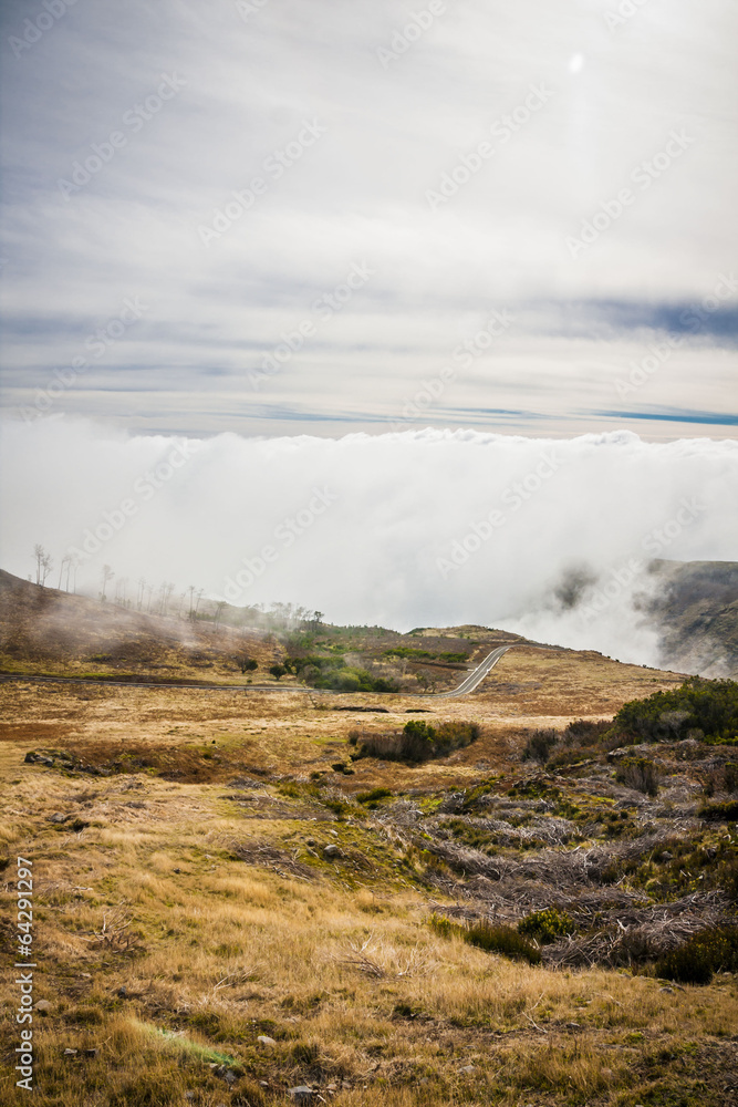 Beautiful landscape on the way to Pico do Arieiro in Madeira