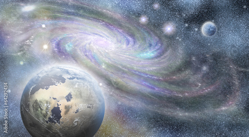 spiral galaxy and planets  in universe