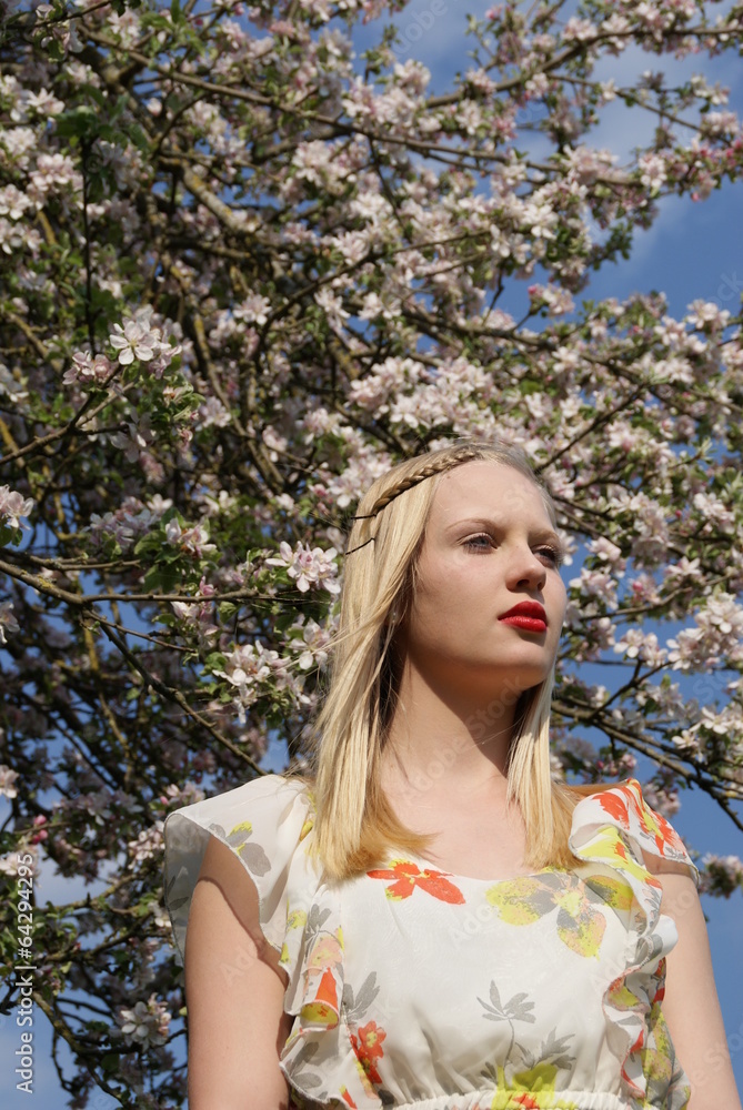 Mädchen, junge Frau, Blüten, Frühling, Portrait, hübsch, brünett Mädchen, junge Frau, Blüten, Frühling, Portrait, hübsch, brünett