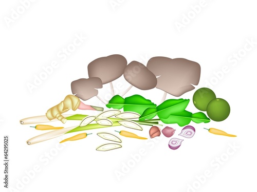 A Stack of Tom Yum Soup Ingredient