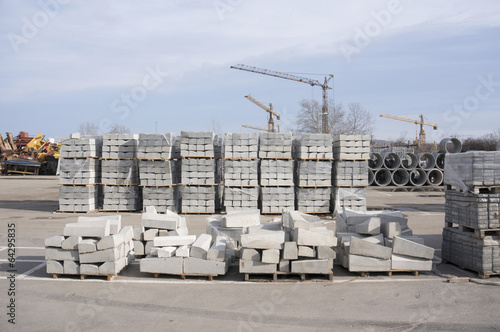 cement blocks on construction site