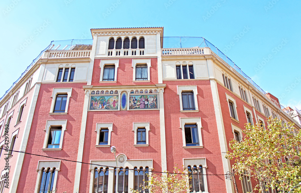Building facade in Barcelona, Spain