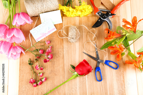 Fototapeta Naklejka Na Ścianę i Meble -  Working place of florist. Conceptual photo