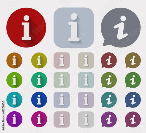 Vector flat information sign icons set