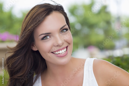 Pretty Mixed Race Girl Portrait Outdoors