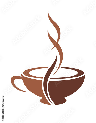 Stylish cup of steaming cappuccino coffee