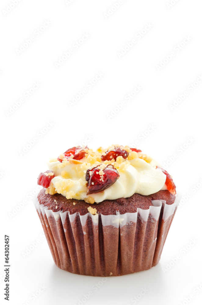 Red cupcake velvet isolated white background Red cupcake velvet isolated white background
