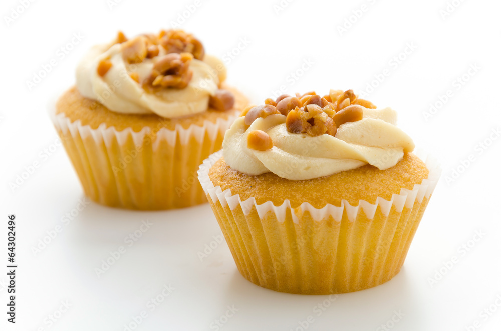 Nuts cupcake isolated on white background Nuts cupcake isolated on white background