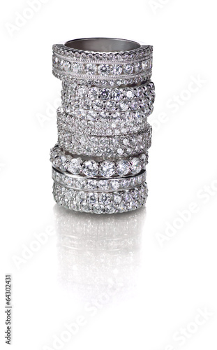 Cluster stack of diamond wedding engagment rings