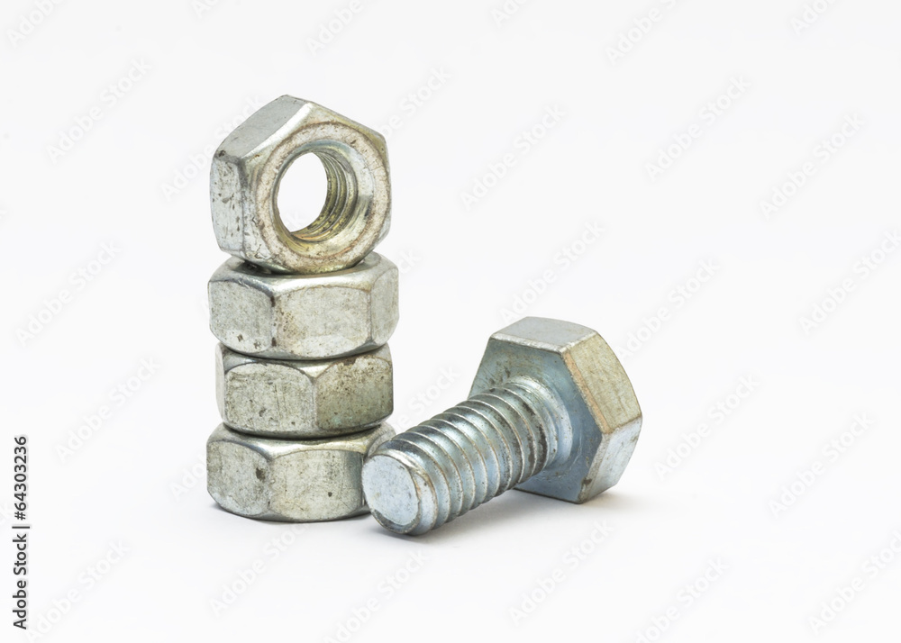 Bolt and nuts isolated on white background. Bolt and nuts isolated on white background.