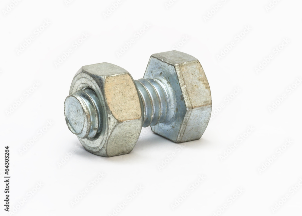 Bolt and nut isolated on white background. Bolt and nut isolated on white background.