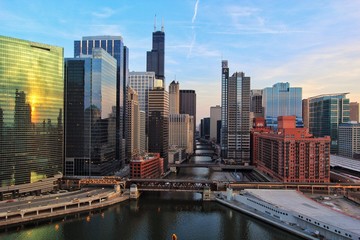 Fotobehang Chicago Chicago River van bovenaf gezien  © mpaskvan