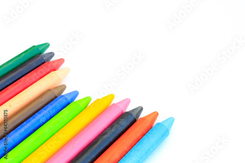 wax crayons isolated on white background