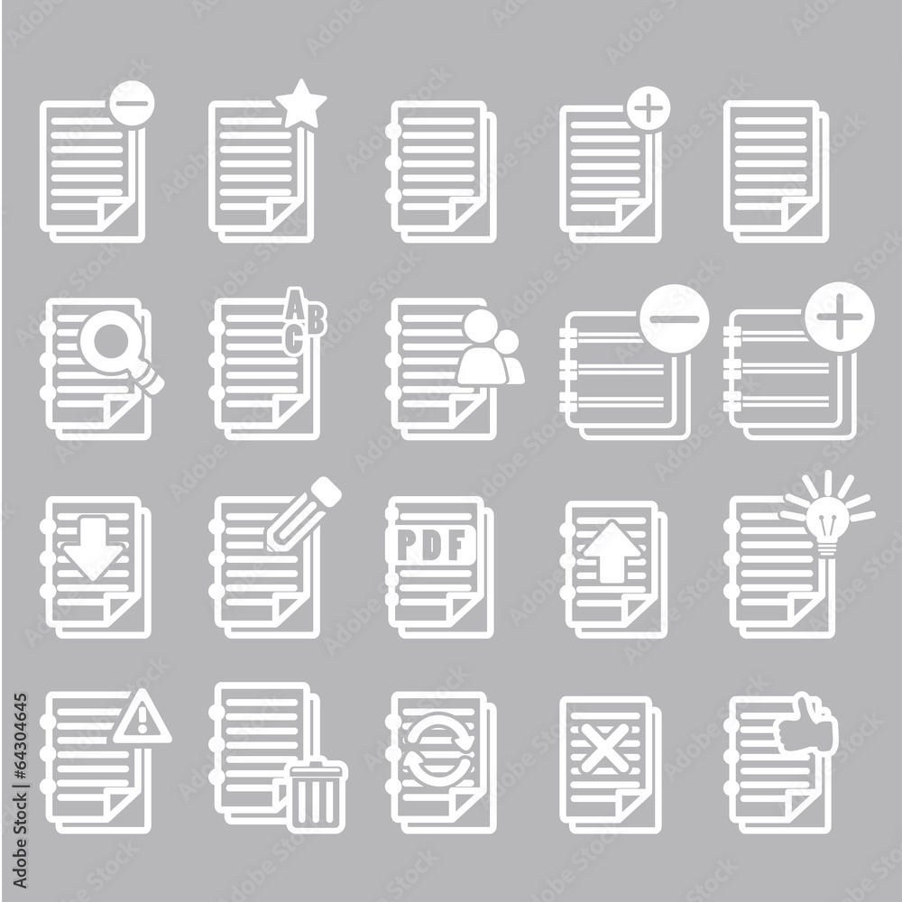 Documents note icons set Documents note icons set