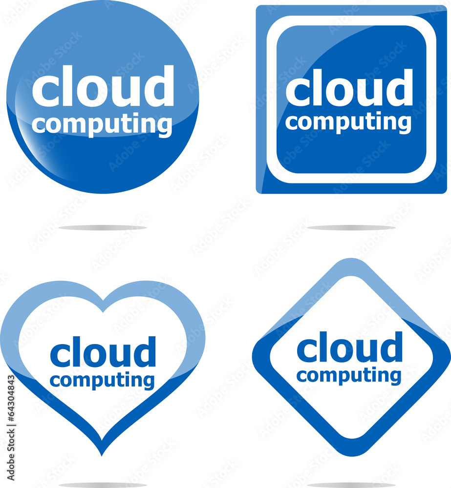 cloud computing stickers set isolated on white, icon button cloud computing stickers set isolated on white, icon button
