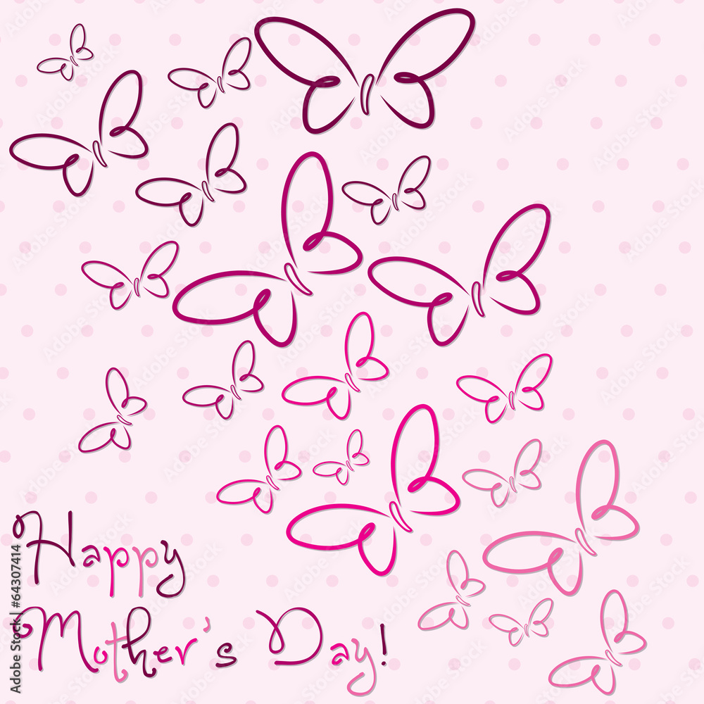 Happy Mother's Day butterfly card in vector format.