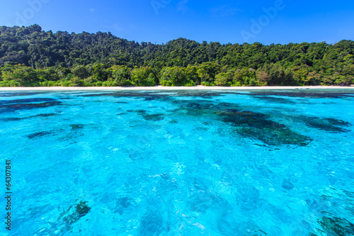 Beach of tropical crystal clear sea  Ta Chai island