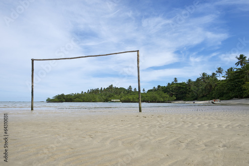 Empty Brazilian Beach Football Pitch with Goal Post