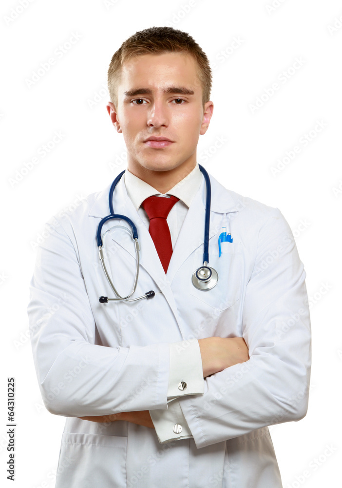 Portrait of young doctor with stethoscope Portrait of young doctor with stethoscope