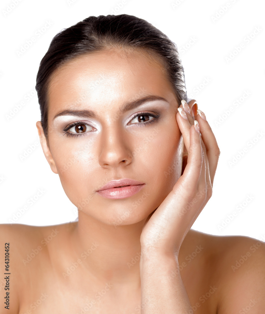 A portrait of a beautiful woman isolated on white background