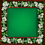 abstract green grunge background with spring flowers
