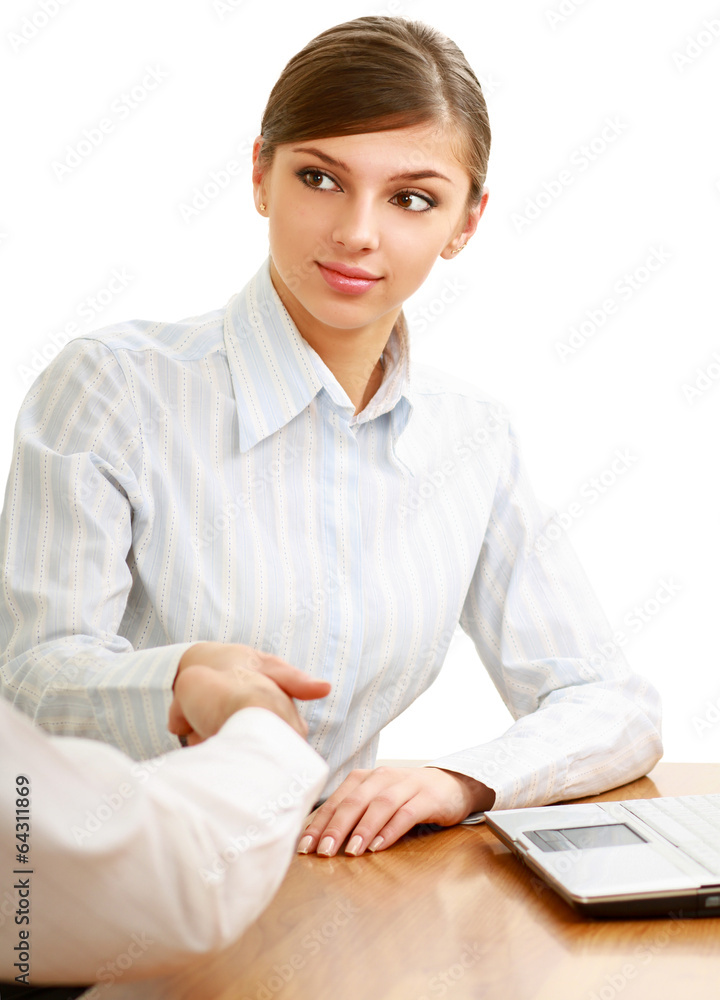 Business handshake, isolated on white background. Business handshake, isolated on white background.