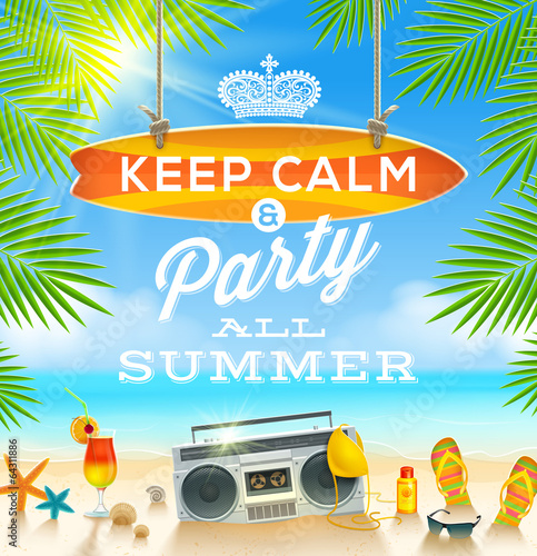 Summer beach party greeting design