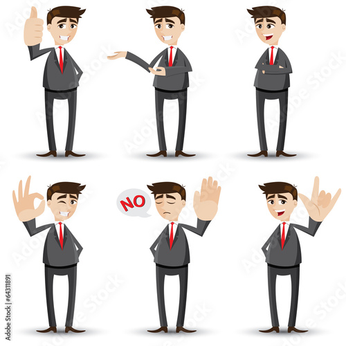 cartoon businessman with hand sign