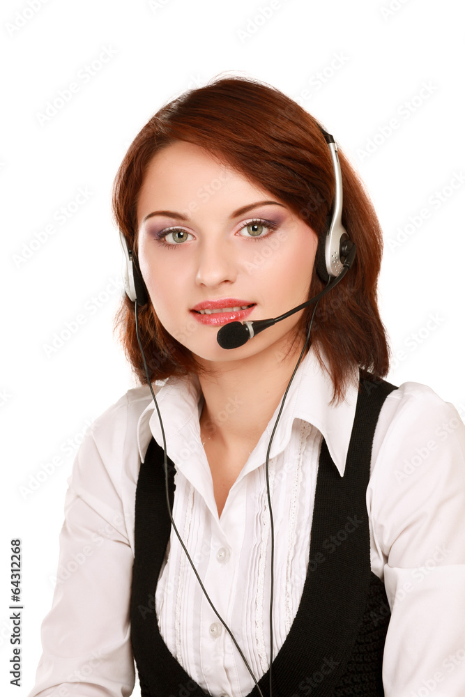 Beautiful business woman with headset. Call center. Beautiful business woman with headset. Call center.