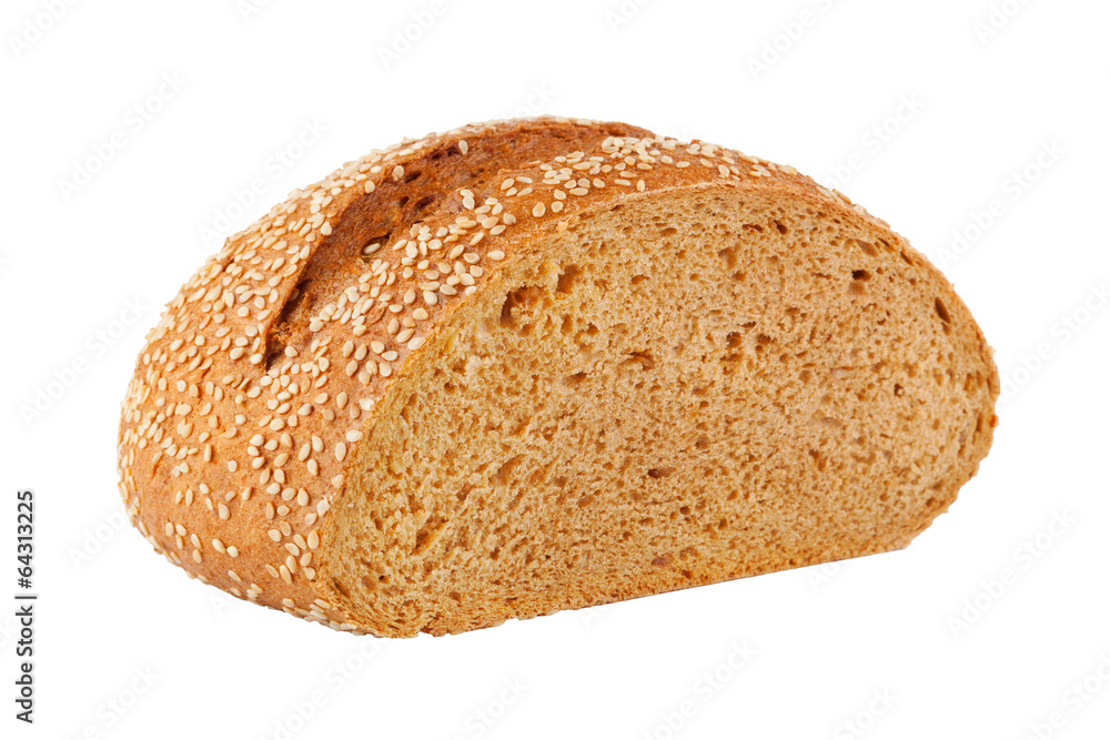 A loaf of fresh homemade bread with sesame seeds A loaf of fresh homemade bread with sesame seeds
