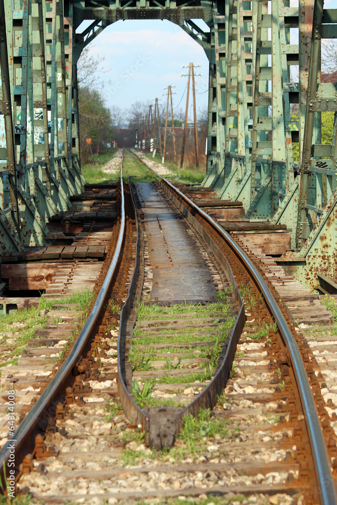 Fototapeta premium old railway and bridge transport background
