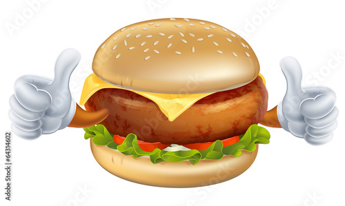 Cartoon burger mascot