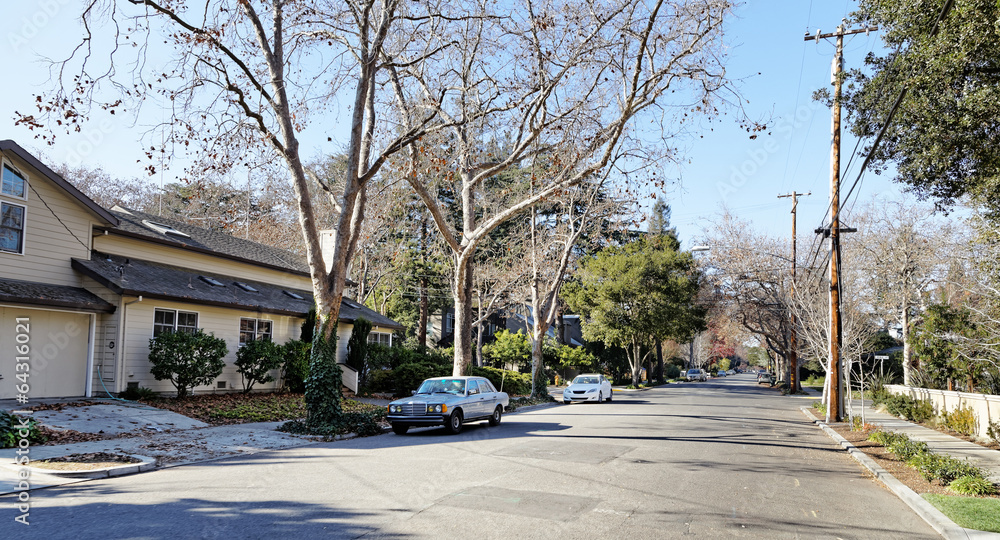 Street view in Palo Alto - obrazy, fototapety, plakaty 
