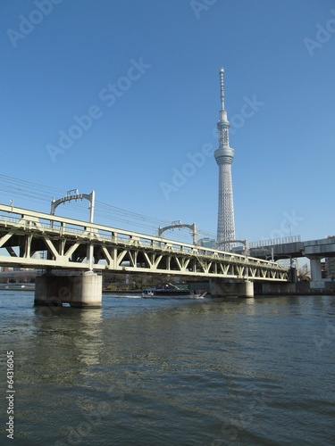 東京スカイツリーと鉄橋