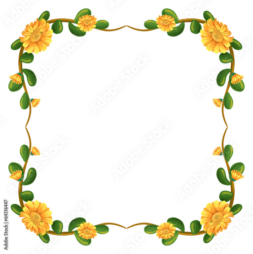 A floral border with yellow flowers