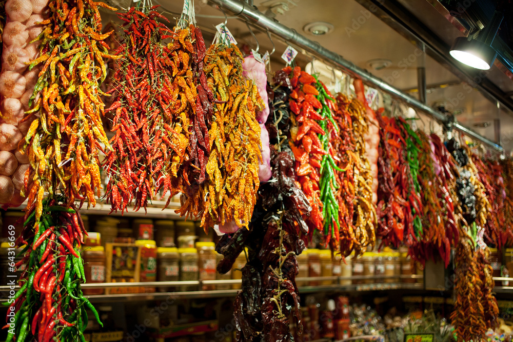  Sale of spices in the central market of Budapest, Hungary