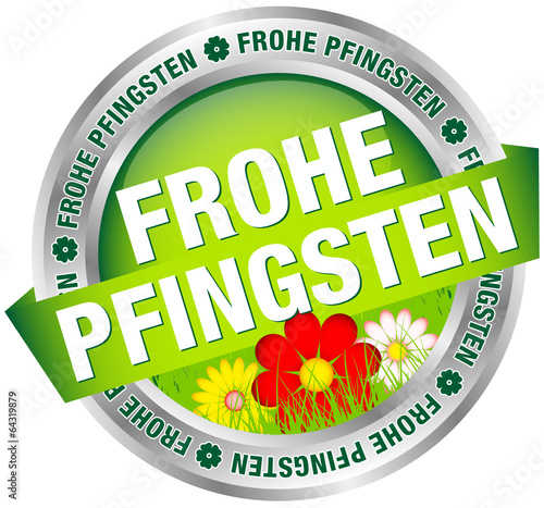 Button Banner "Frohe Pfingsten" grün/rot/silber