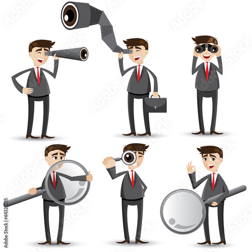 cartoon businessman with searching gesture
