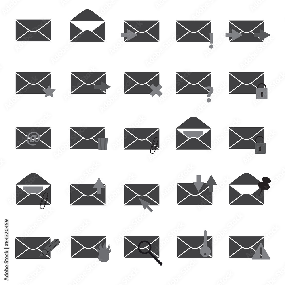 computer mail simple gray icons eps10 computer mail simple gray icons eps10