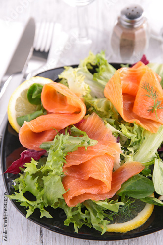 vegetable salad with salmon