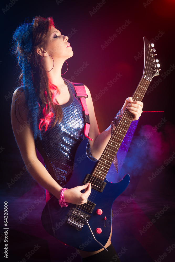 Fototapeta Young beautiful rock star