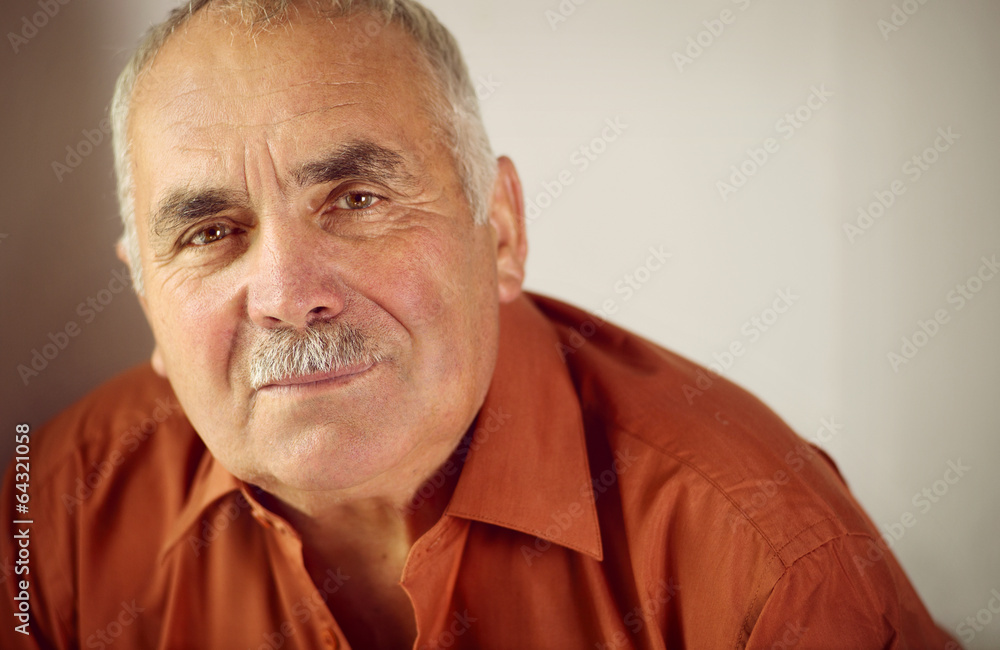 Friendly senior man with a moustache Friendly senior man with a moustache