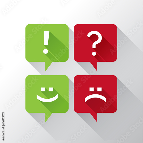 Speech bubbles with punctuation and emoticons