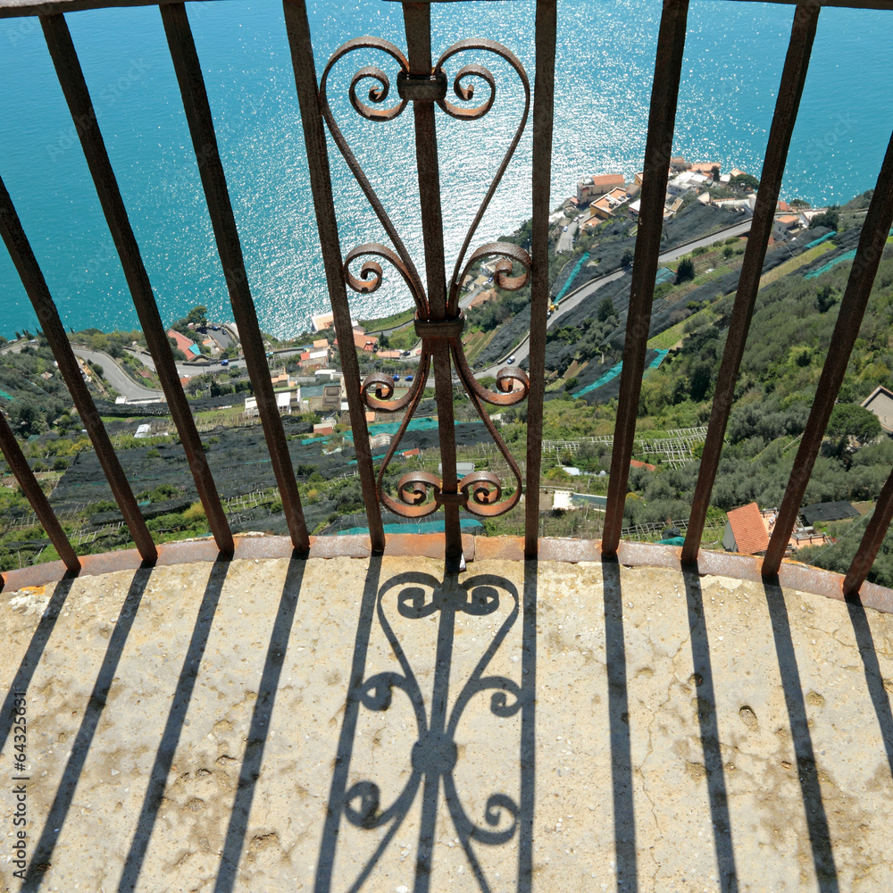 balcony over a cliff on Terrace of Infinity in Vila Cimbrone balcony over a cliff on Terrace of Infinity in Vila Cimbrone